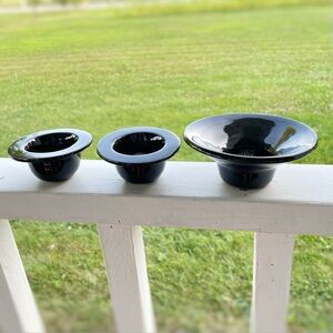 Set of 3 Vintage Small Mini Ikebana Floral Arrangement Vases with Metal Frogs